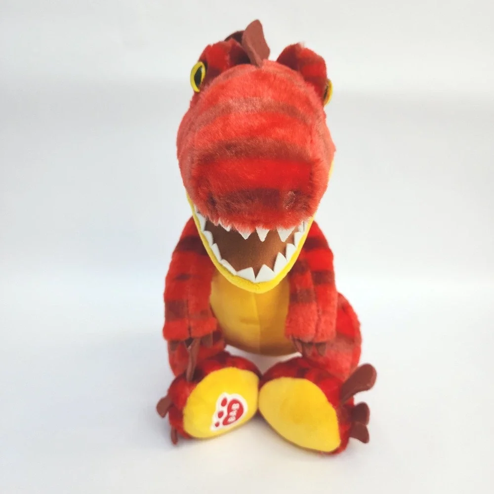 Build-A-Bear Workshop Red Striped T-Rex Dinosaur Plush Green Eyes‎ BAB 14